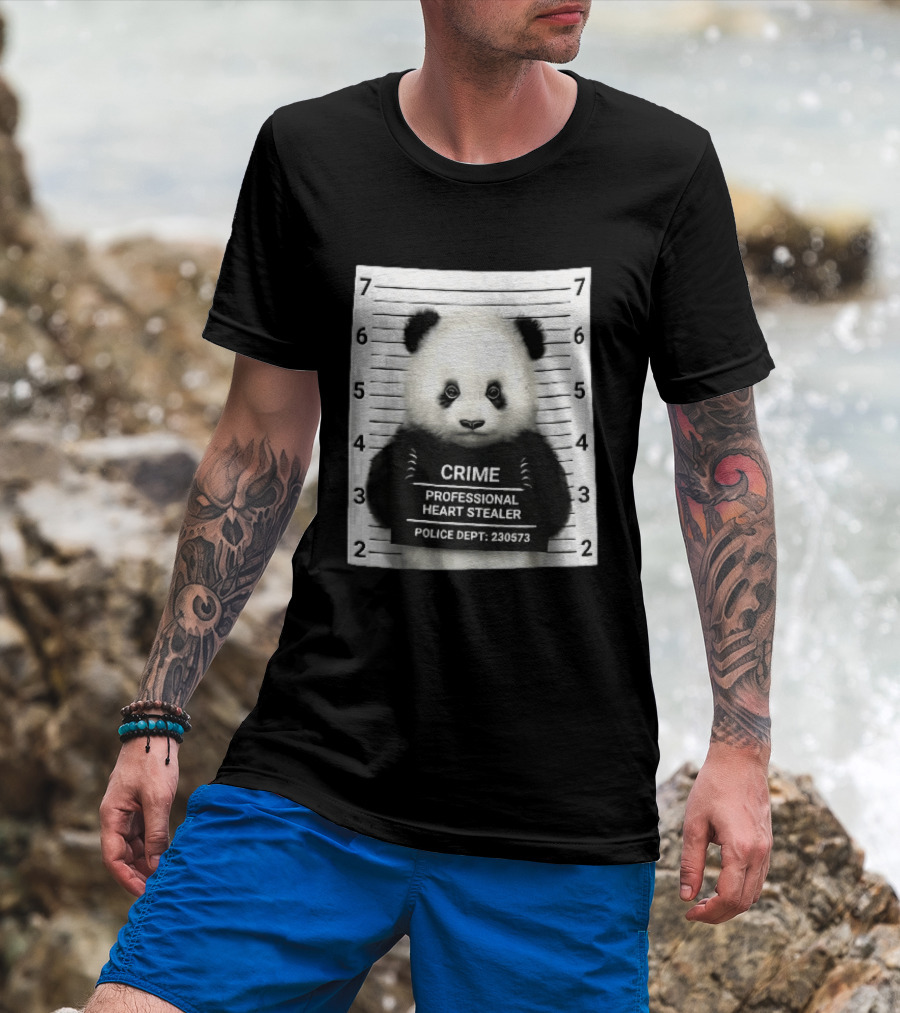 Panda Crime Professional Heart Stealer Police Dept 230573 Shot Lineup T-Shirt