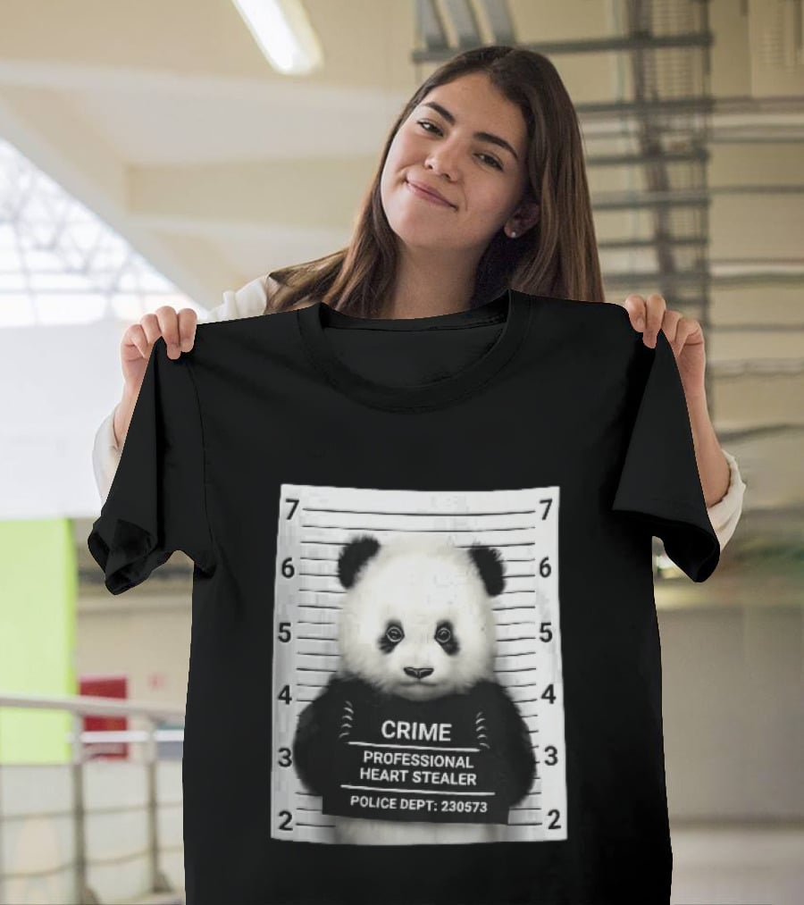 Panda Crime Professional Heart Stealer Police Dept 230573 Shot Lineup T-Shirt
