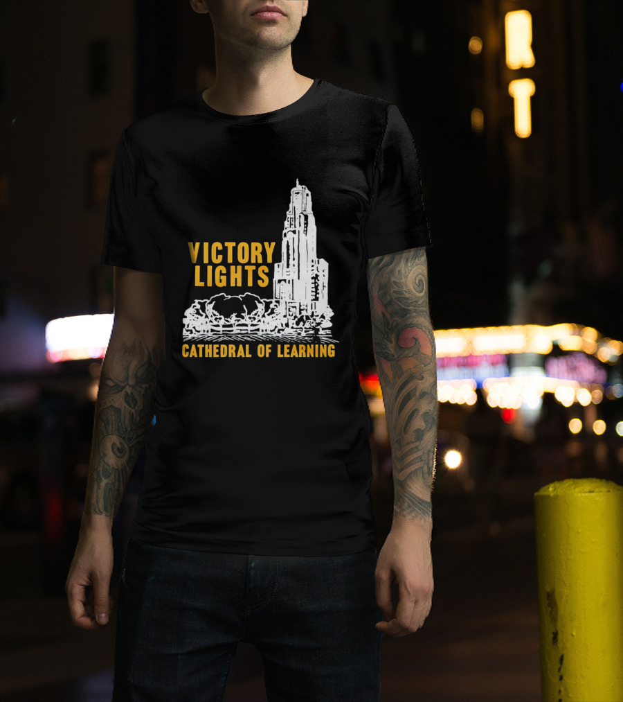 Victory Lights Cathedral Of Learning Pittsburgh Panthers T-Shirt