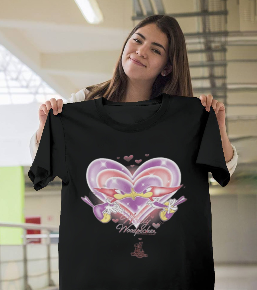 Winnie Woodpecker Woody Kissing Cartoon Birds Heart T-Shirt