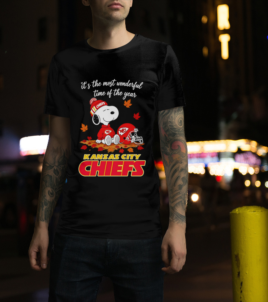 Snoopy Kansas City Chiefs It's The Most Wonderful Time Of The Year T-Shirt
