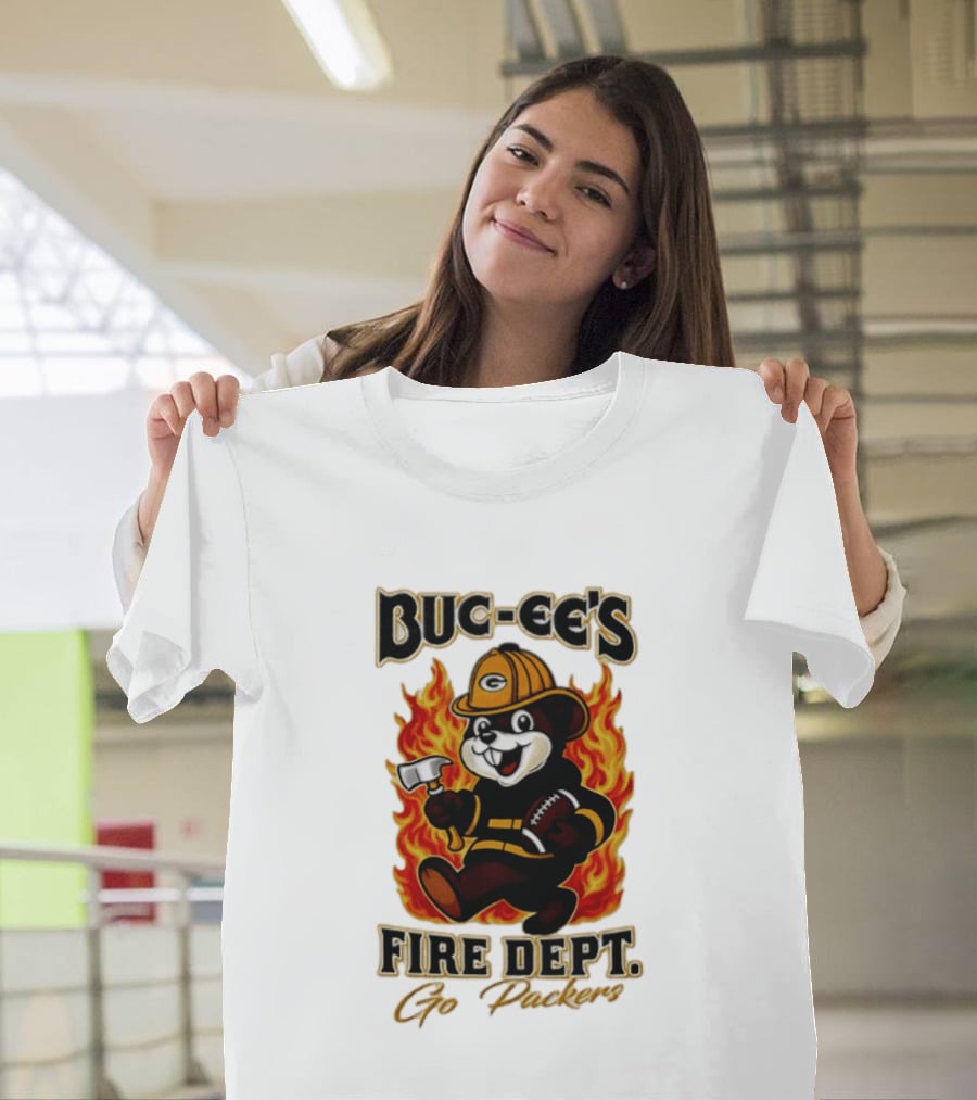 Buc Ee's Fire Dept Go Packers Axe Football Helmet T-Shirt