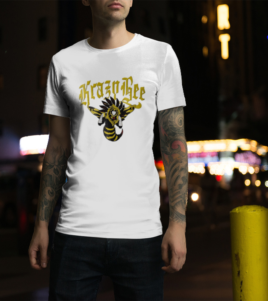 Krazy Bee Fighter Yellow Black Illustrated Bee T-Shirt