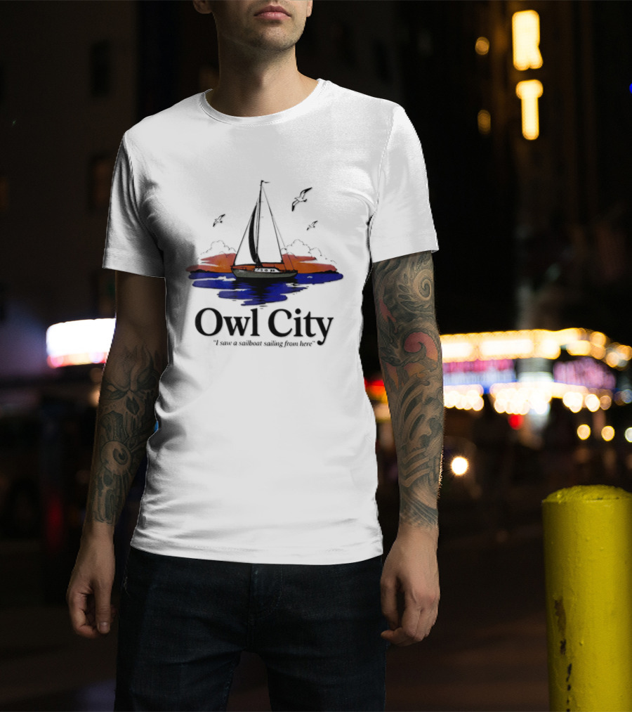Owl City Smooth Sailing Scenic Sunset Adventure T-Shirt
