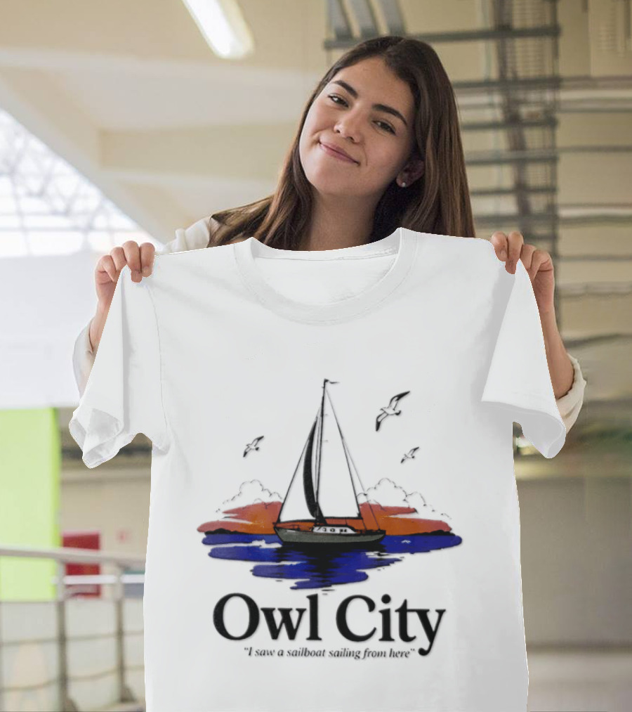 Owl City Smooth Sailing Scenic Sunset Adventure T-Shirt