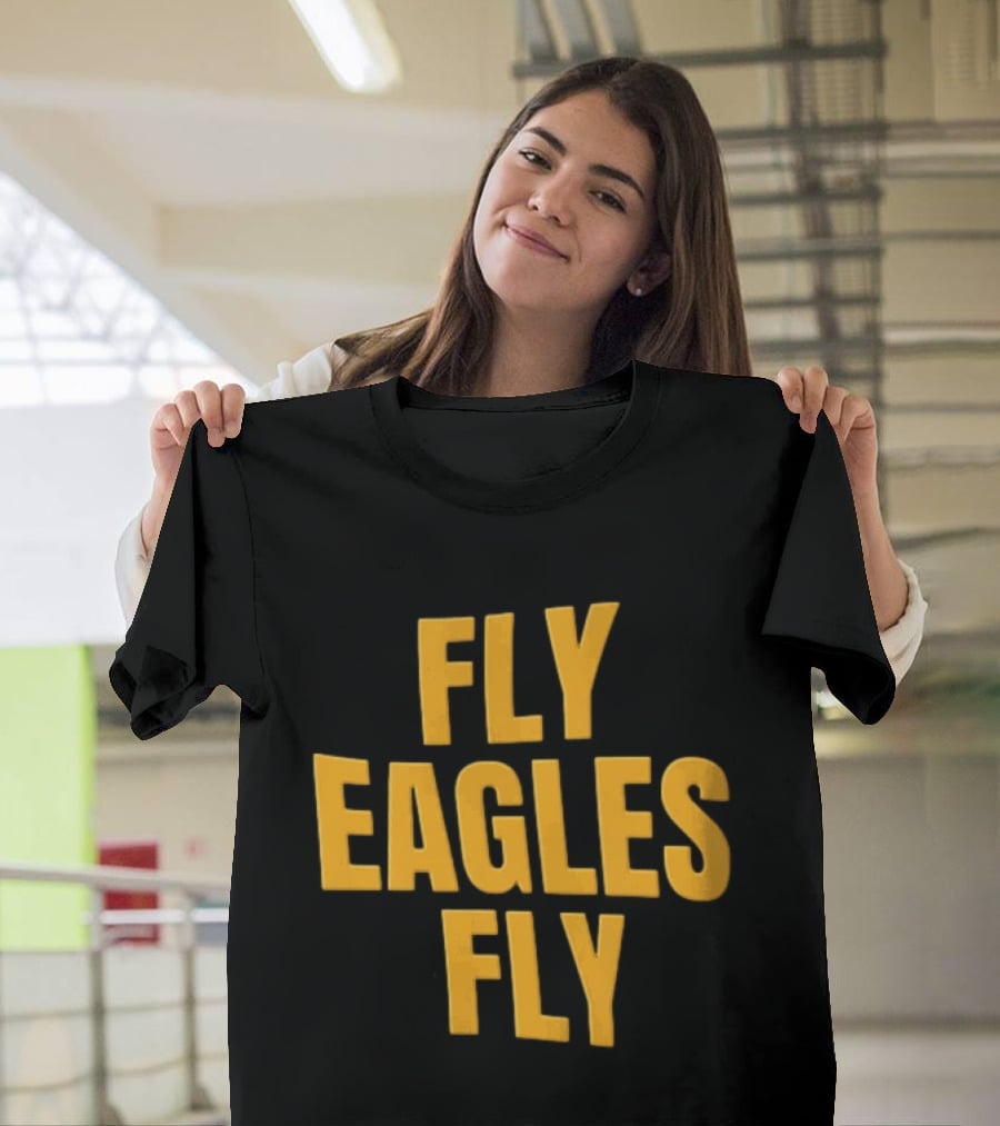Fly Eagles Fly Philadelphia Yellow Stacked T-Shirt