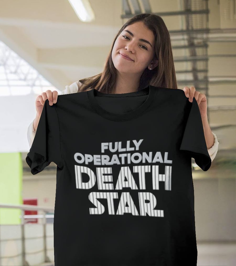 Death Star Fully Operational Pinstripe Lettering Roto Wear T-Shirt