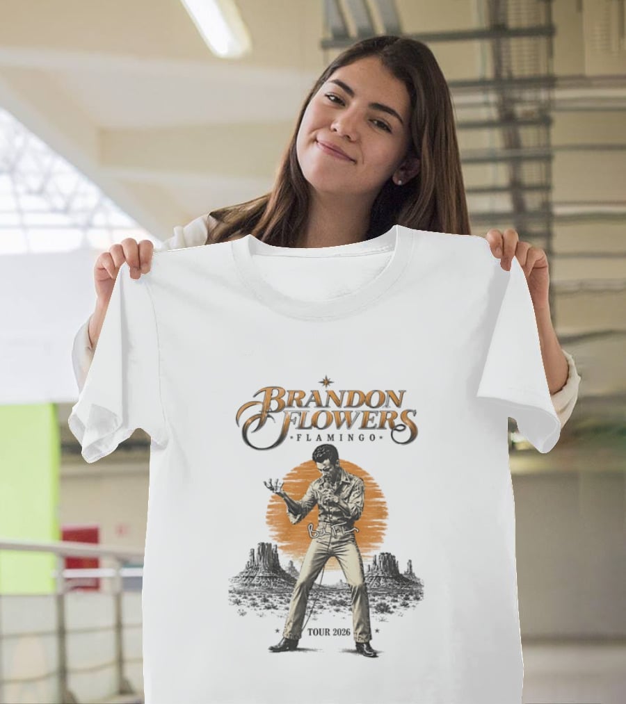 Brandon Flowers Flamingo Tour 2026 Vintage Western Vibes T-Shirt