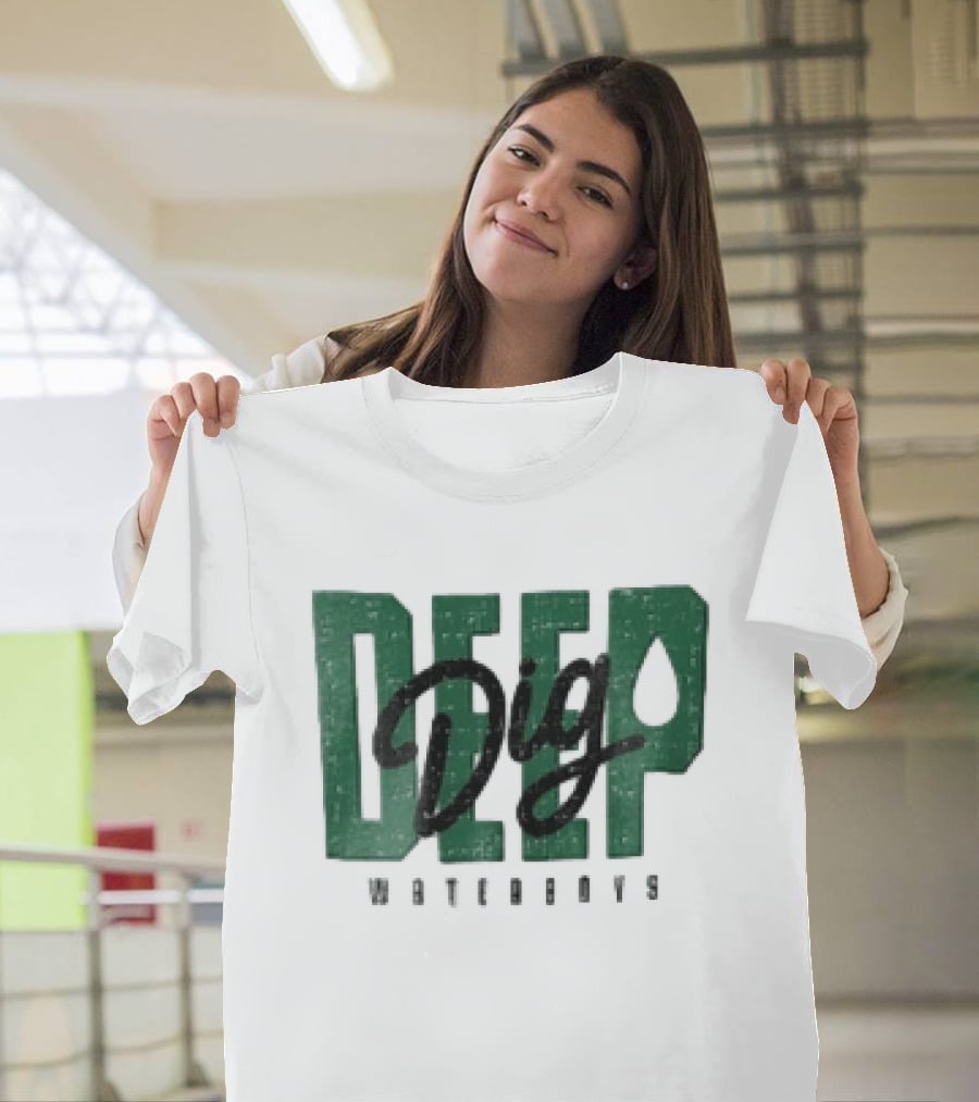 Dig Deep Waterboys Distressed Green Block Water Droplet T-Shirt