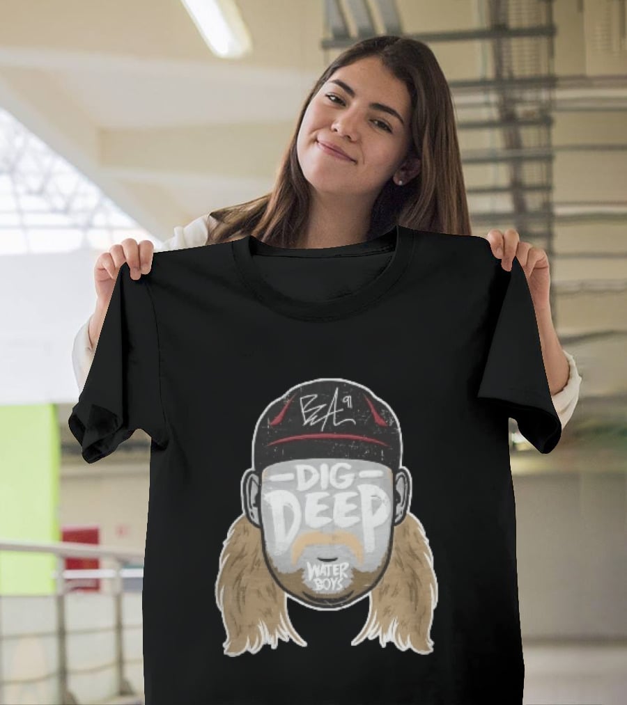 Waterboys Dig Deep Chris Long Mullet Mustache Cap Caricature T-Shirt