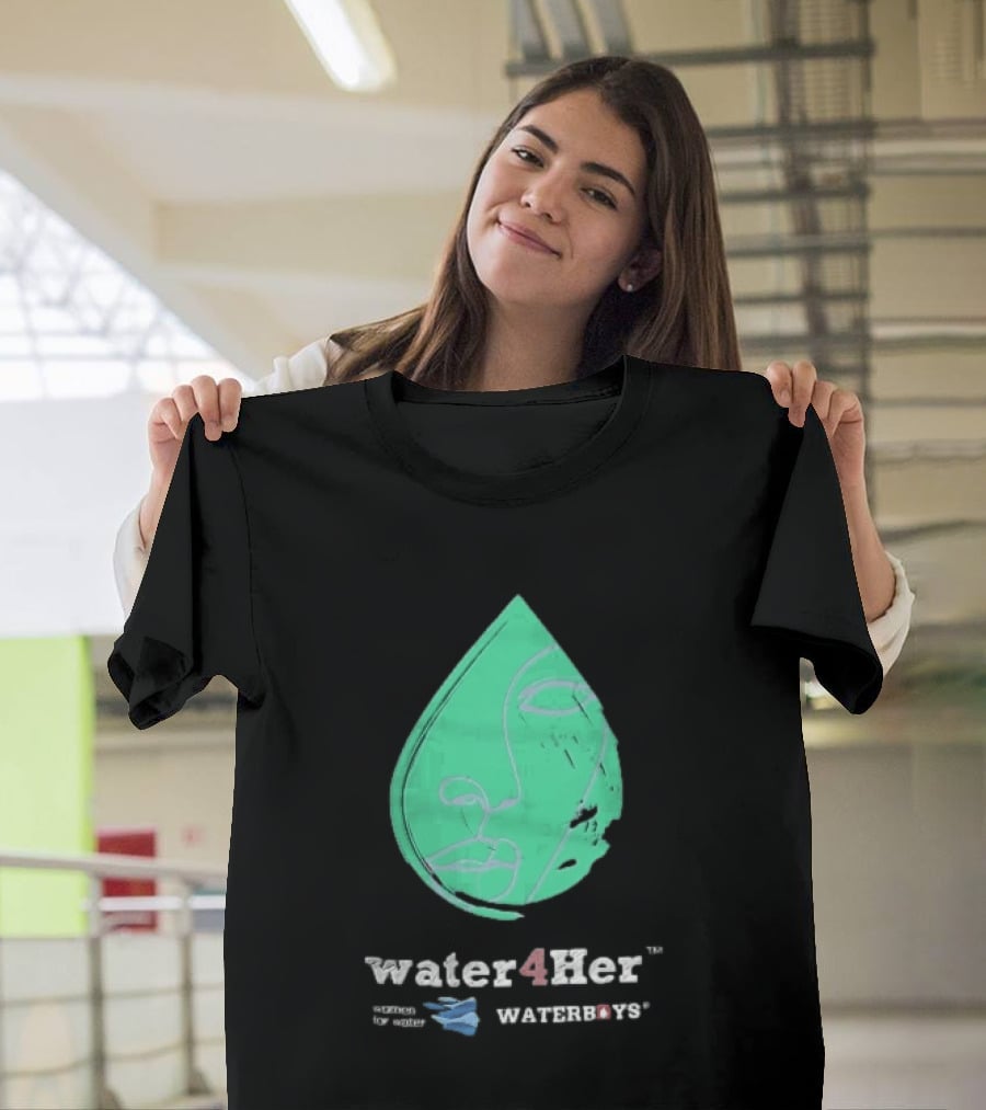 Water4Her Waterboys Green Waterdrop Line Face Women For Water T-Shirt