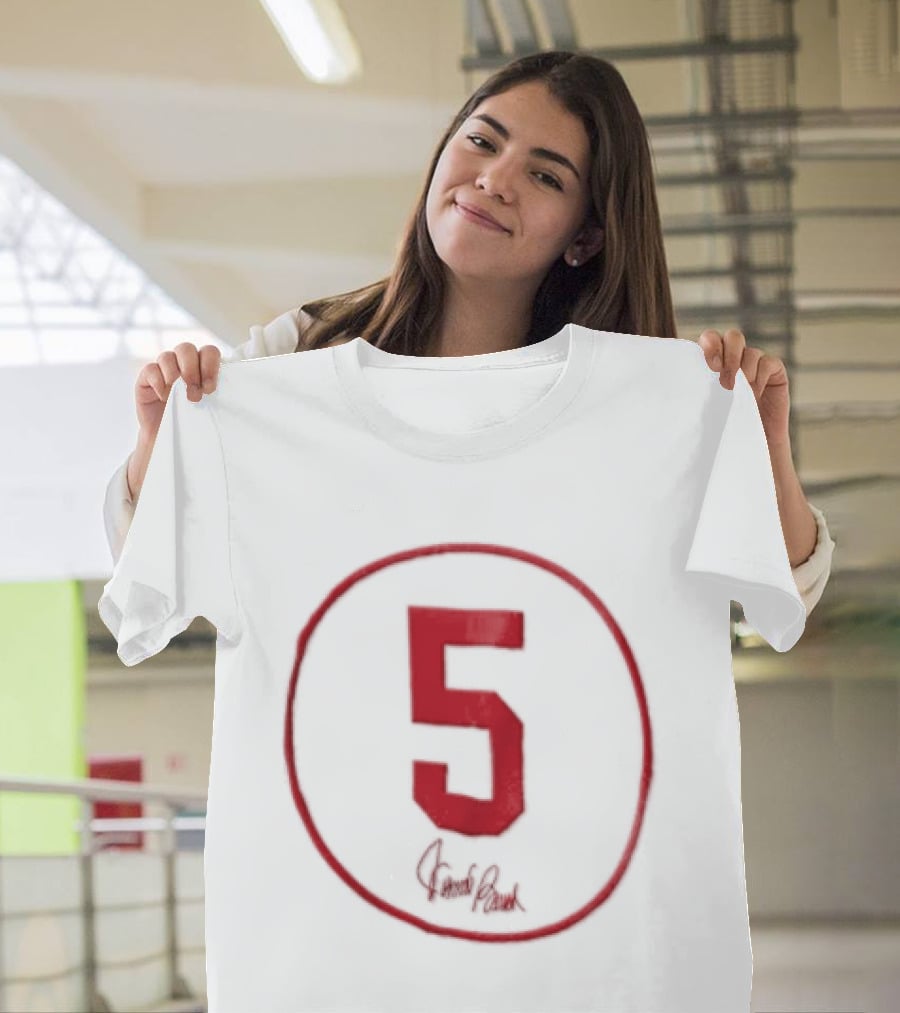 Johnny Bench Number 5 Cincinnati Reds Team Circle Signature T-Shirt