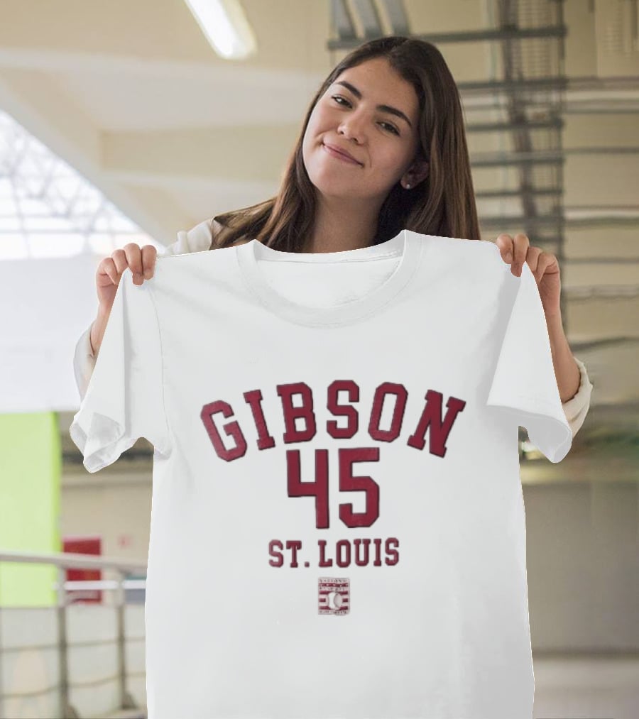 Gibson 45 St Louis Baseball Hall Of Fame 50th Anniversary T-Shirt