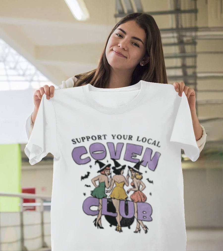 Support Your Local Coven Club Three Witches Vintage Halloween T-Shirt