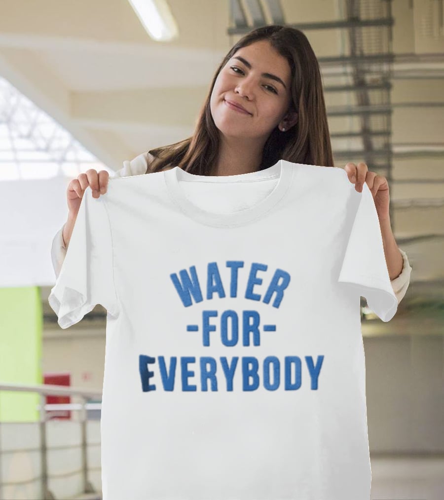 Water For Everybody Blue Arched Stacked Lettering T-Shirt