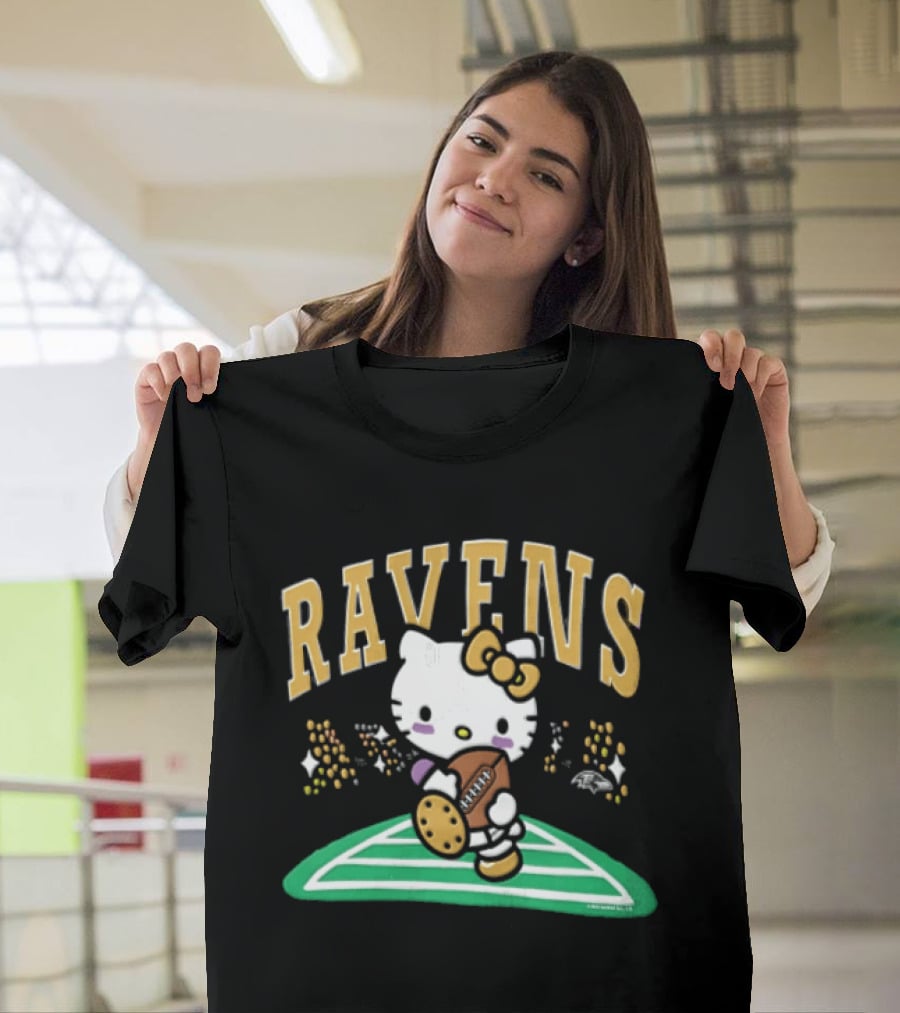 Hello Kitty Baltimore Ravens Football Collaboration T-Shirt