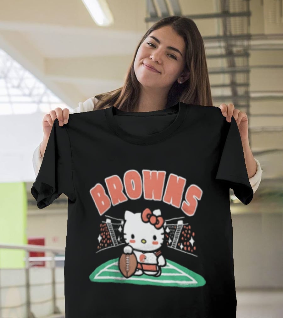 Hello Kitty Football Collaboration With Cleveland Browns T-Shirt