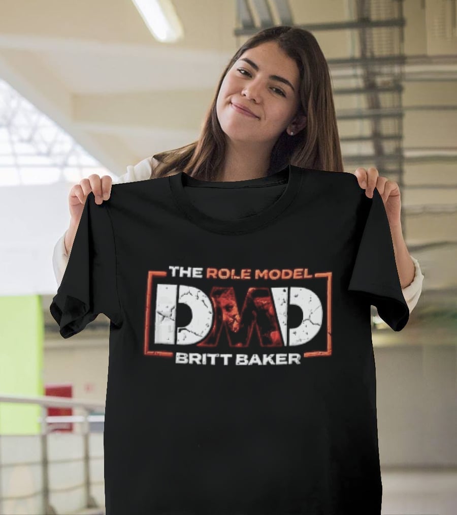 The Role Model DMD Britt Baker Wrestler Photo Inset Orange Box Frame Stencil T-Shirt