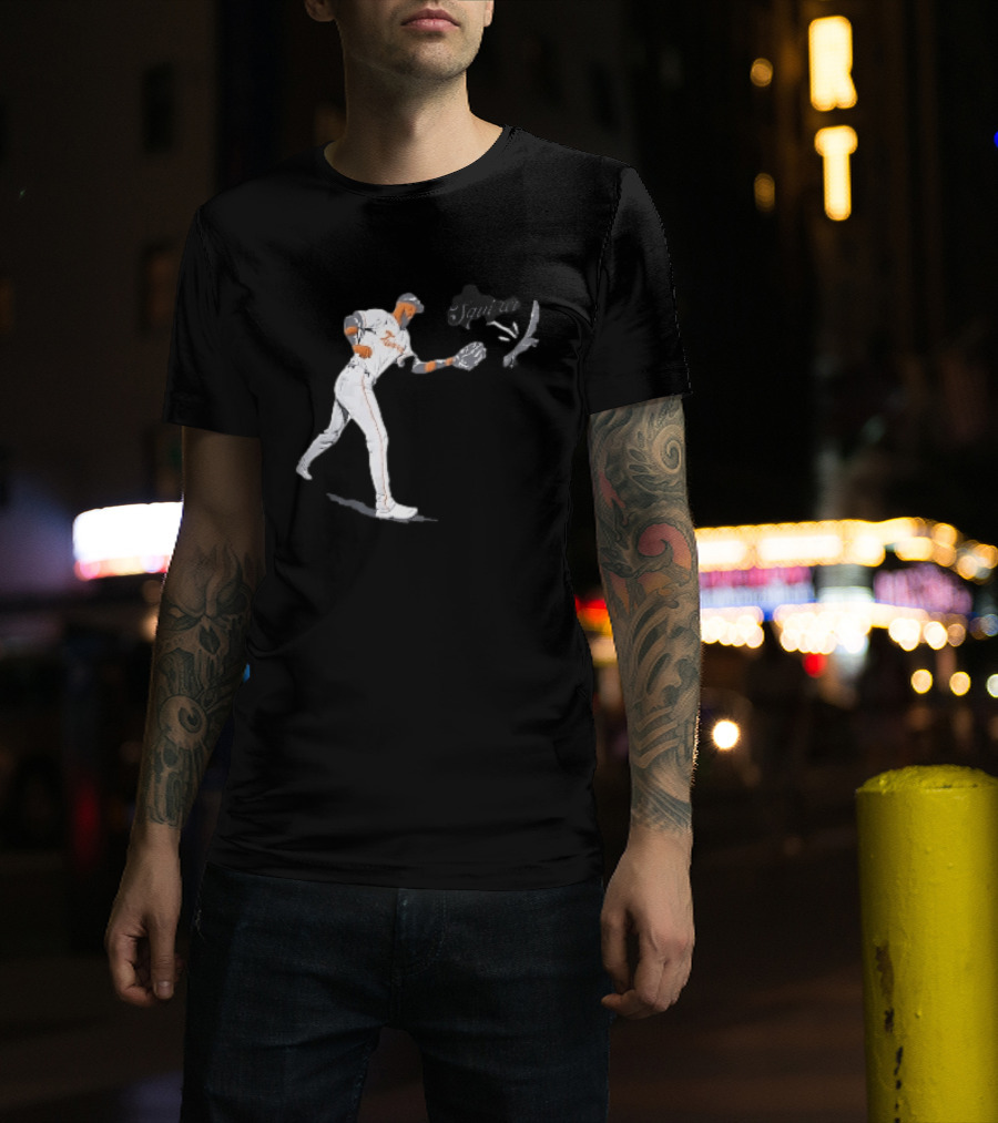 Squirrel Leody Taveras Texas Rangers MLB Catching Cartoon Baseball T-Shirt