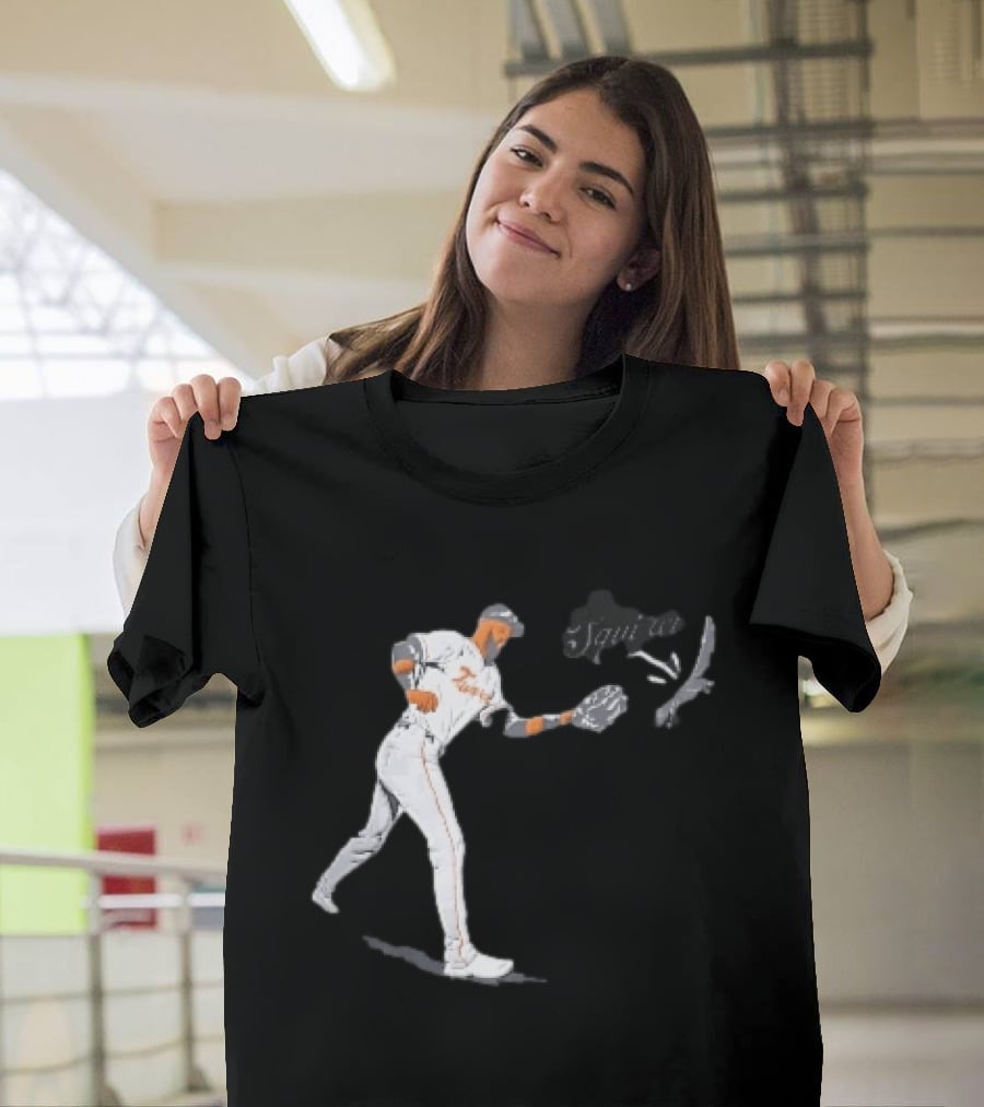 Squirrel Leody Taveras Texas Rangers MLB Catching Cartoon Baseball T-Shirt