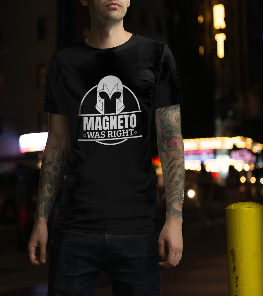 Magneto Was Right Helmet Circular Frame Distressed Grunge T-Shirt