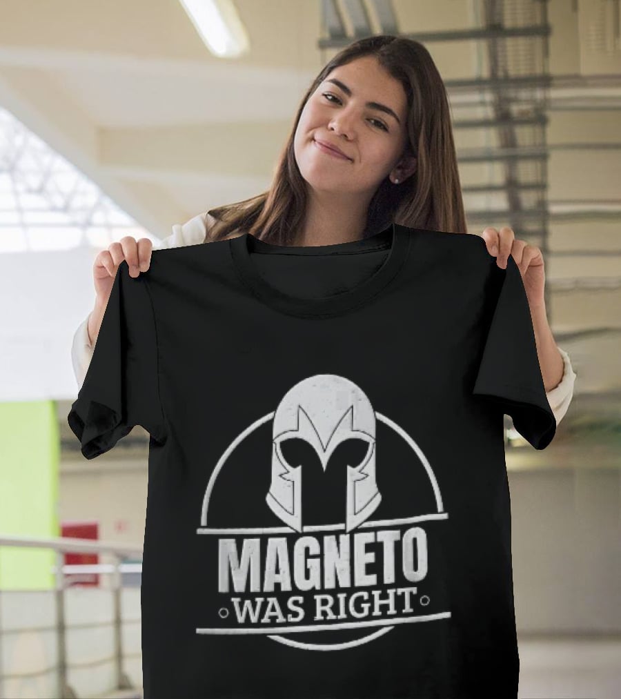 Magneto Was Right Helmet Circular Frame Distressed Grunge T-Shirt