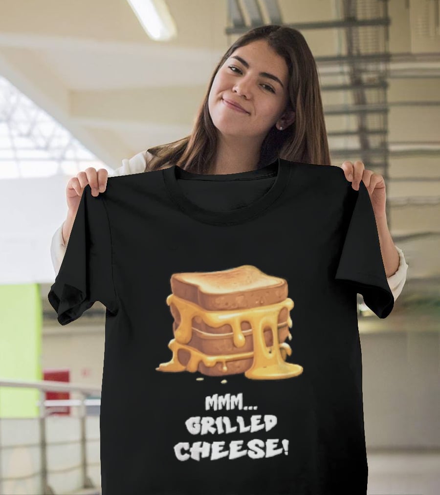 Mmm Grilled Cheese Melting Dripping Stacked Sandwiches Cartoon T-Shirt