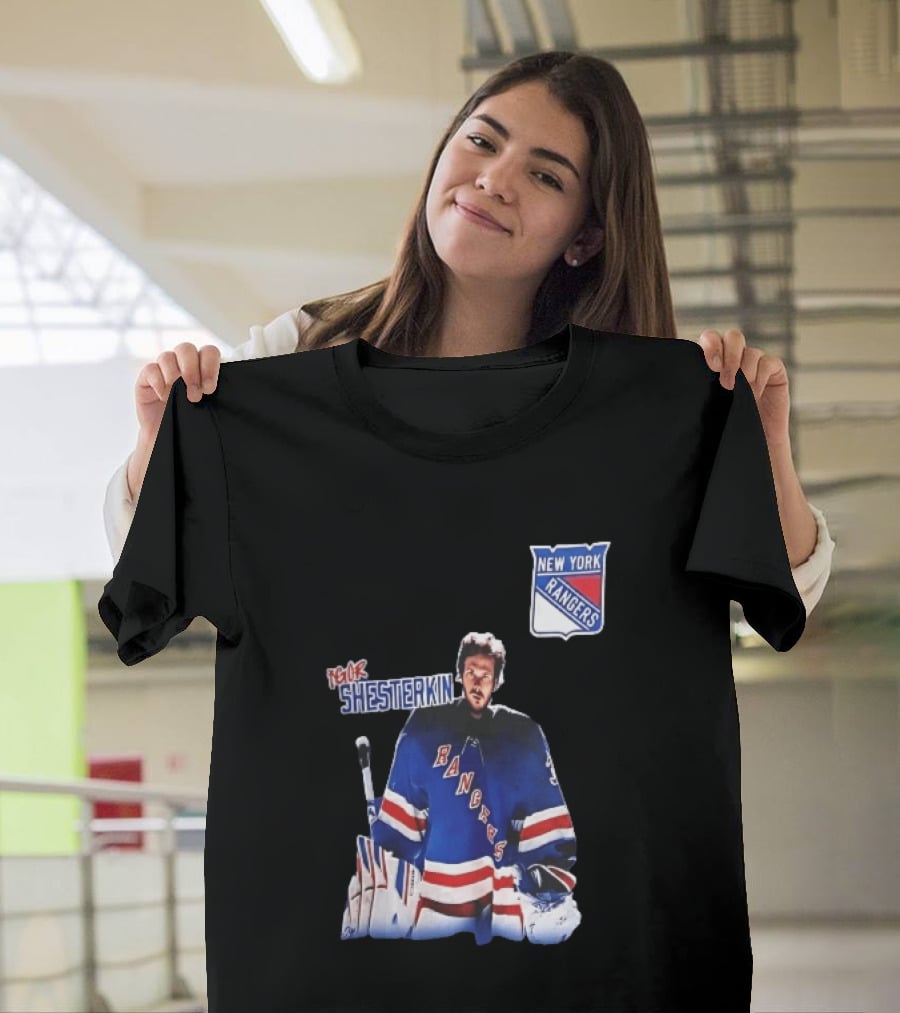 New York Rangers Igor Shesterkin NHL Goaltender Blue Uniform T-Shirt
