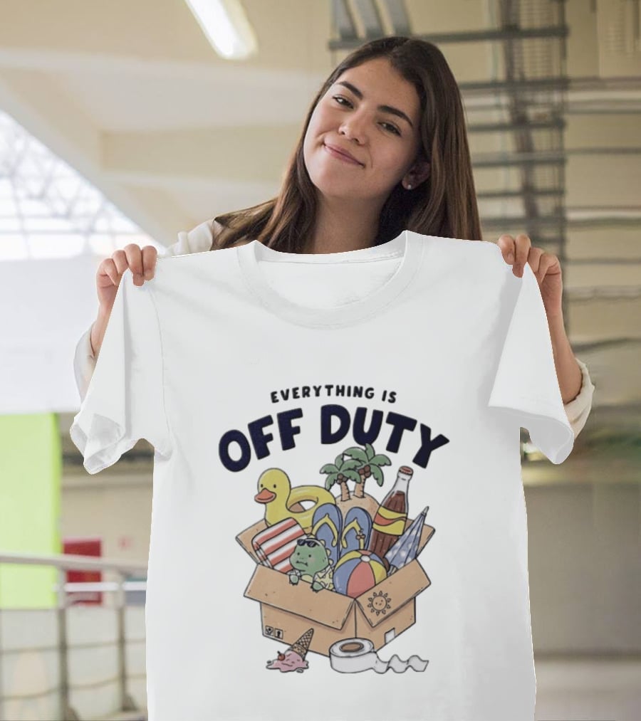 Everything Is Off Duty Cartoon Turtle And Beach Box T-Shirt