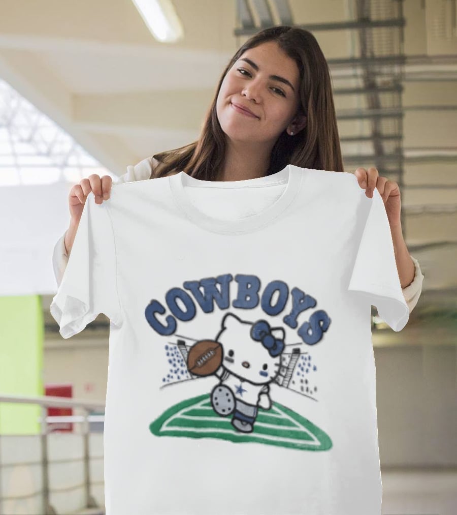 Hello Kitty Cowboys Football Collab With Dallas Touchdown T-Shirt