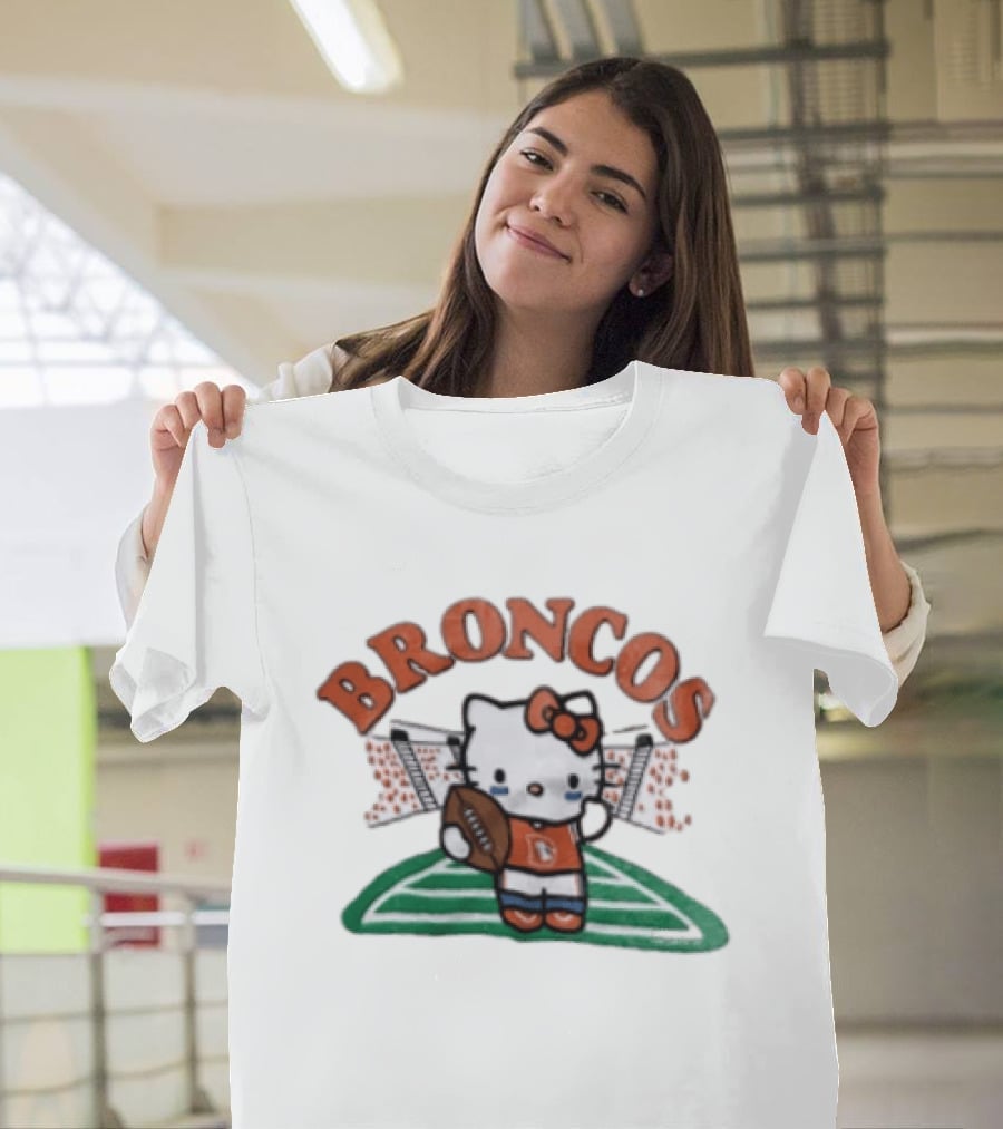 Hello Kitty Broncos Football Collaboration With Denver Team Spirit T-Shirt