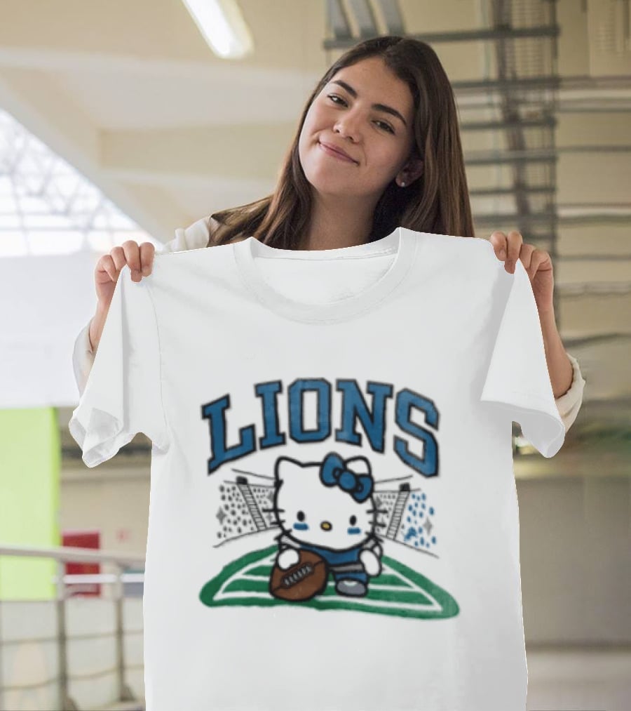 Hello Kitty Detroit Lions Football Collaboration T-Shirt