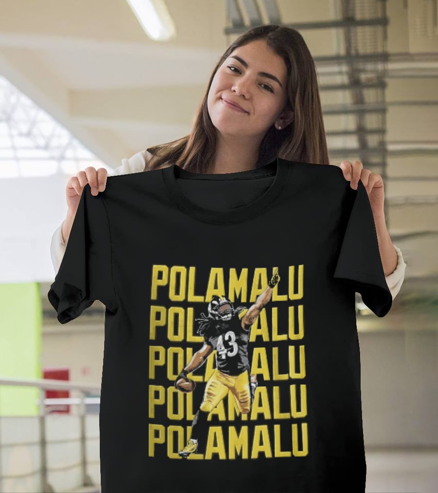 Pittsburgh Steelers Troy Polamalu Football Action Yellow Polamalu T-Shirt