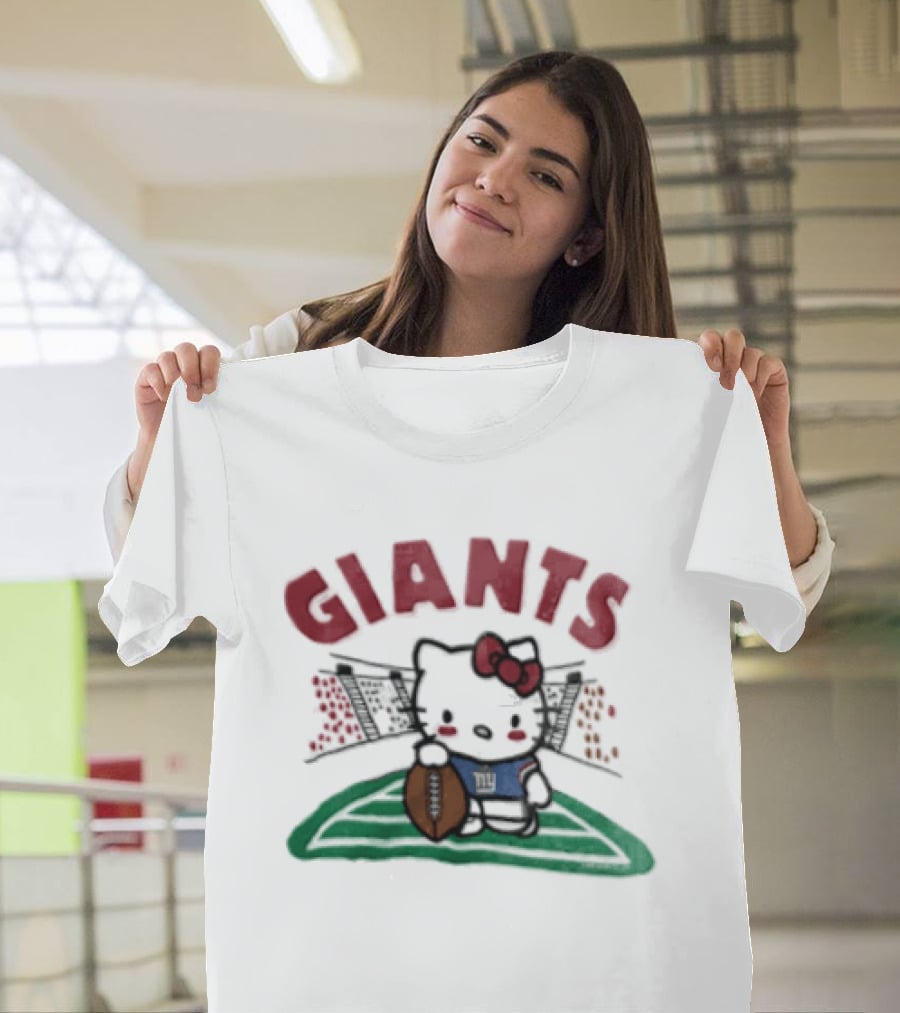 Hello Kitty New York Giants Collaboration Football Themed Holder T-Shirt