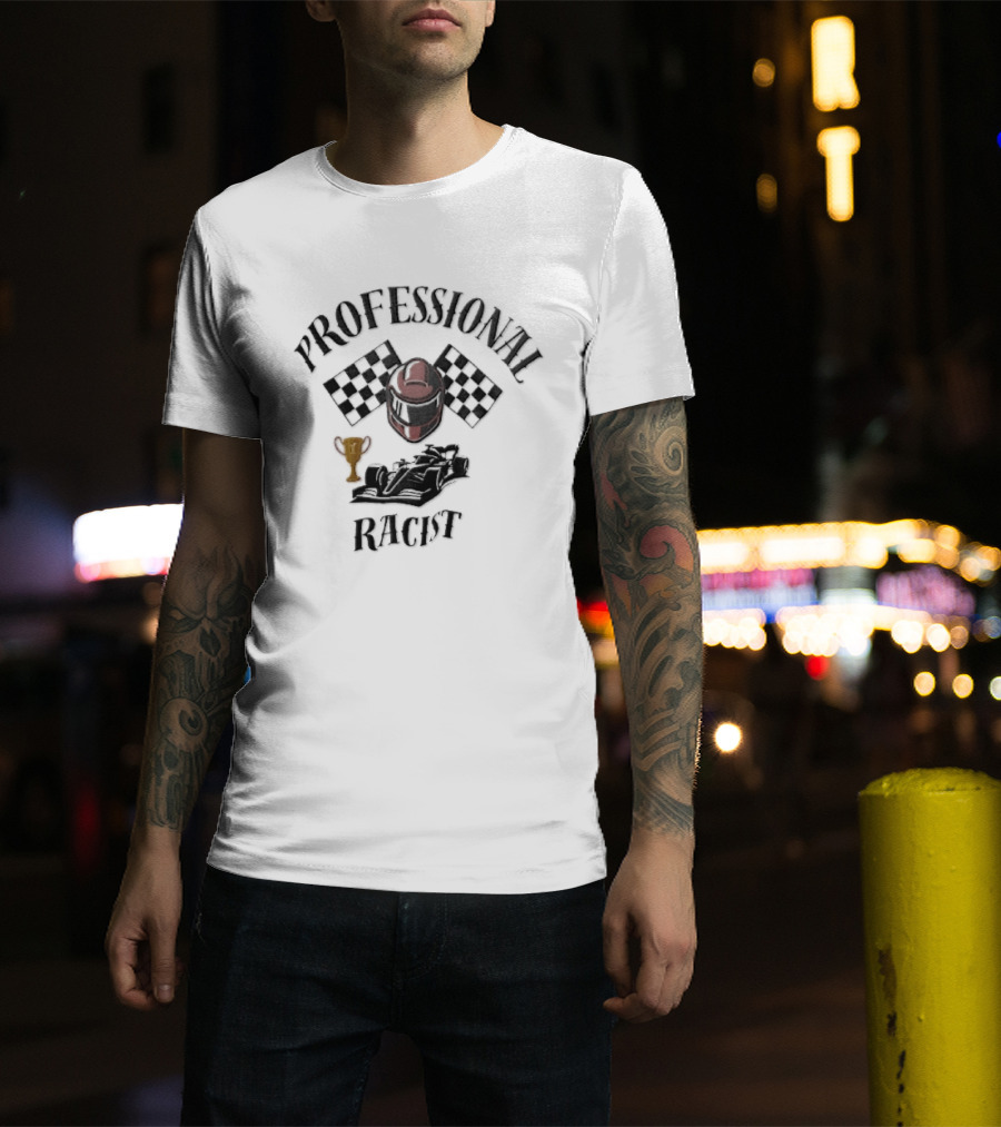 Professional Racer Red Racing Helmet Checkered Flags Trophy Formula One Car T-Shirt