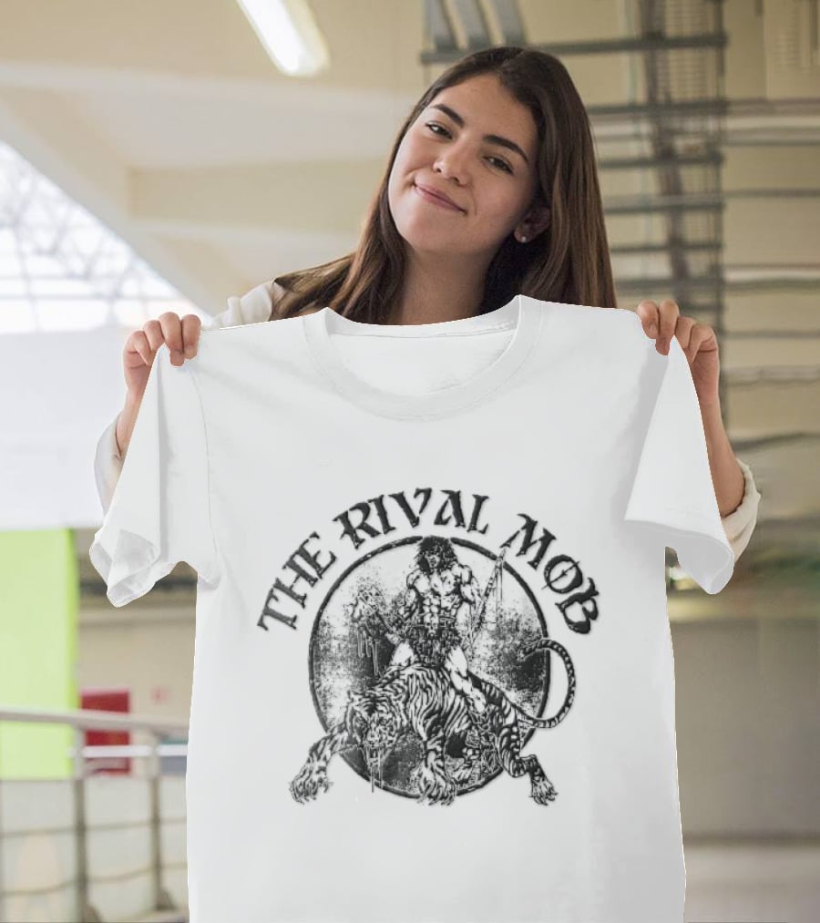 The Rival Mob Barbarian Riding Saber Toothed Tiger Distressed T-Shirt