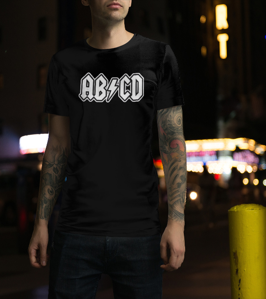 AB CD Heavy Metal Band Font Lightning Bolt T-Shirt