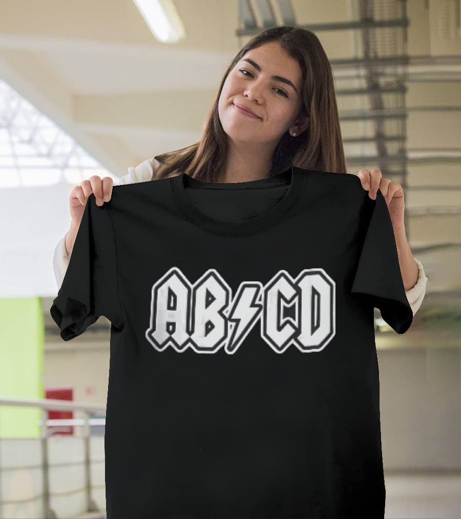 AB CD Heavy Metal Band Font Lightning Bolt T-Shirt