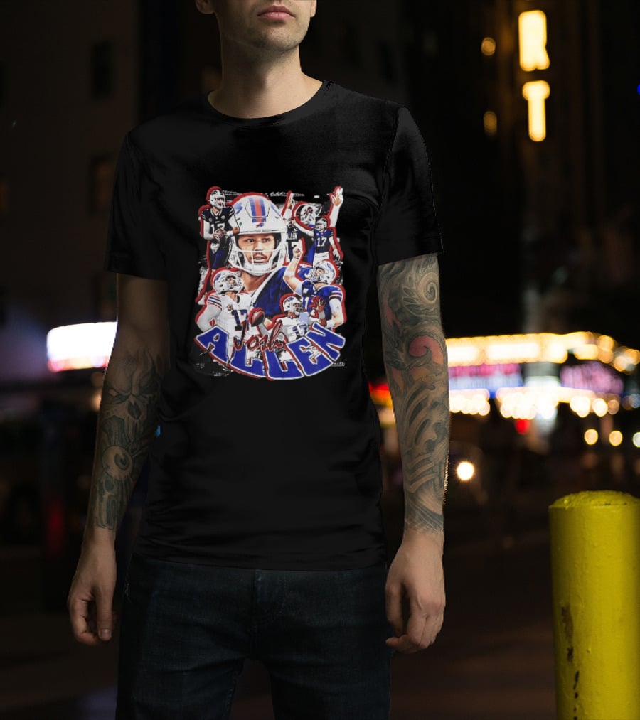 Buffalo Bills Josh Allen Action Collage Football Player T-Shirt