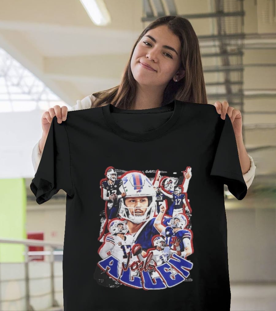 Buffalo Bills Josh Allen Action Collage Football Player T-Shirt