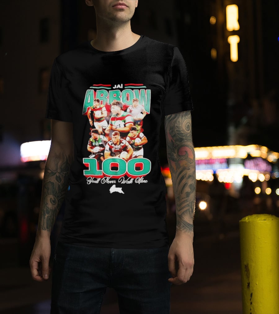 Jai Arrow 100 Games South Sydney Rabbitohs You'll Never Walk Alone T-Shirt