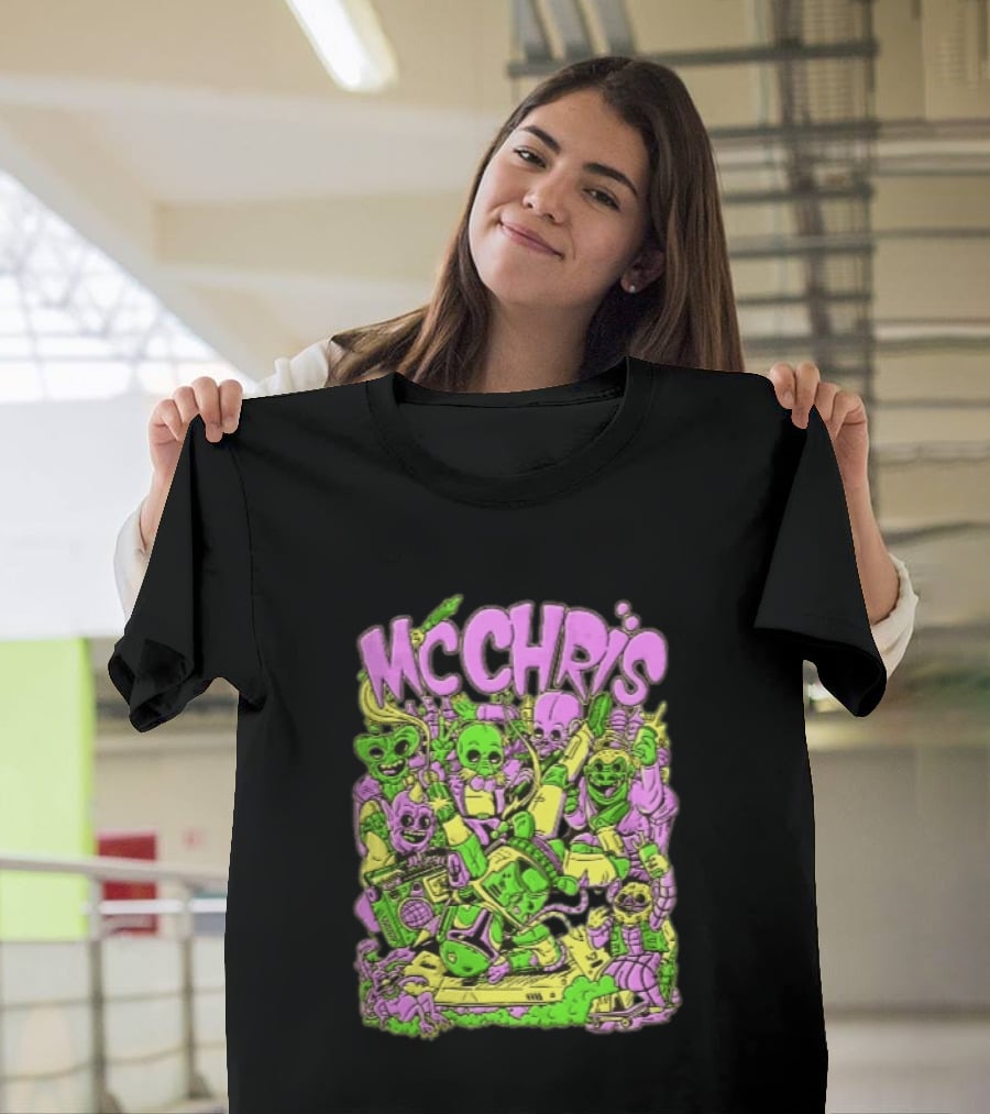 MC Chris Cartoon Characters Party Alien Boombox Fun T-Shirt