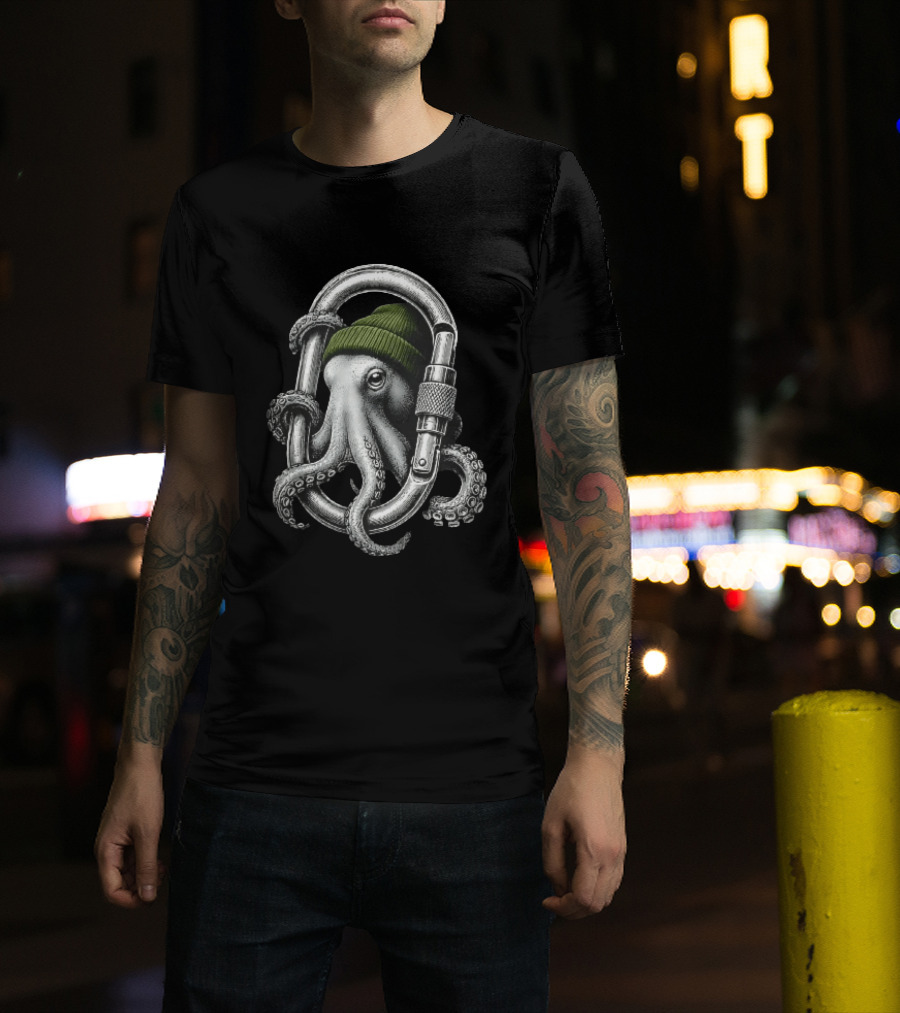 Octopus With Beanie Inside Carabiner T-Shirt