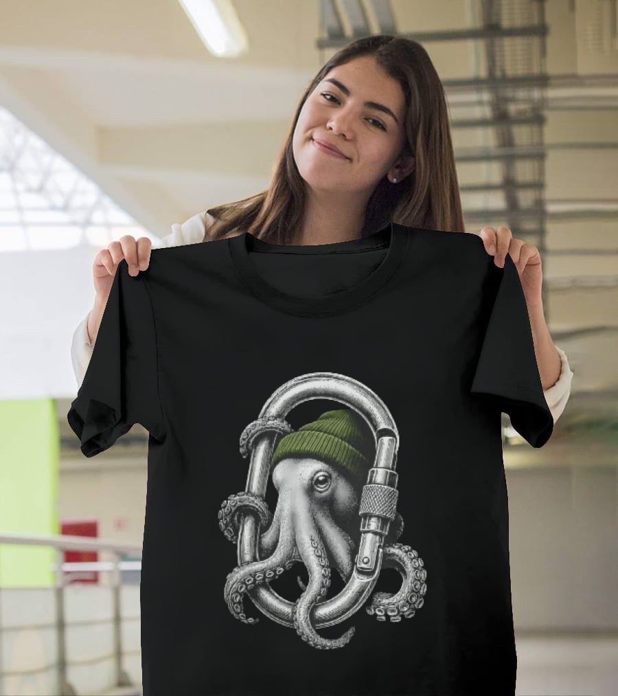 Octopus With Beanie Inside Carabiner T-Shirt