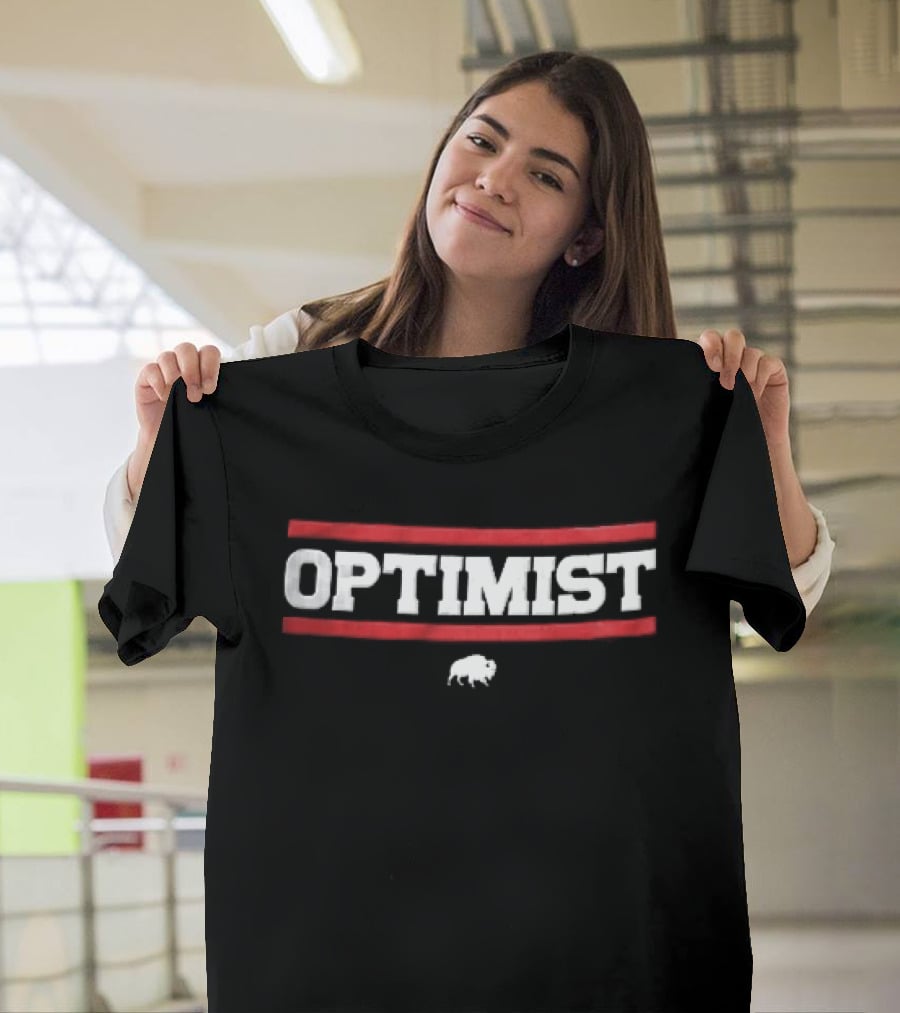 Optimist Bison Bold Red Lines White T-Shirt