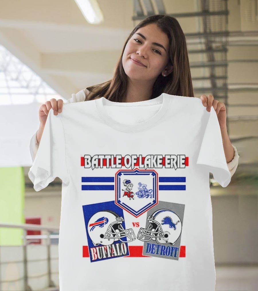 Battle Of Lake Erie Buffalo And Detroit Football Helmets T-Shirt