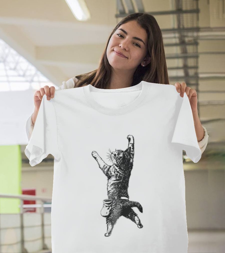 Cat Climbing Adventure With Chalk Bag T-Shirt
