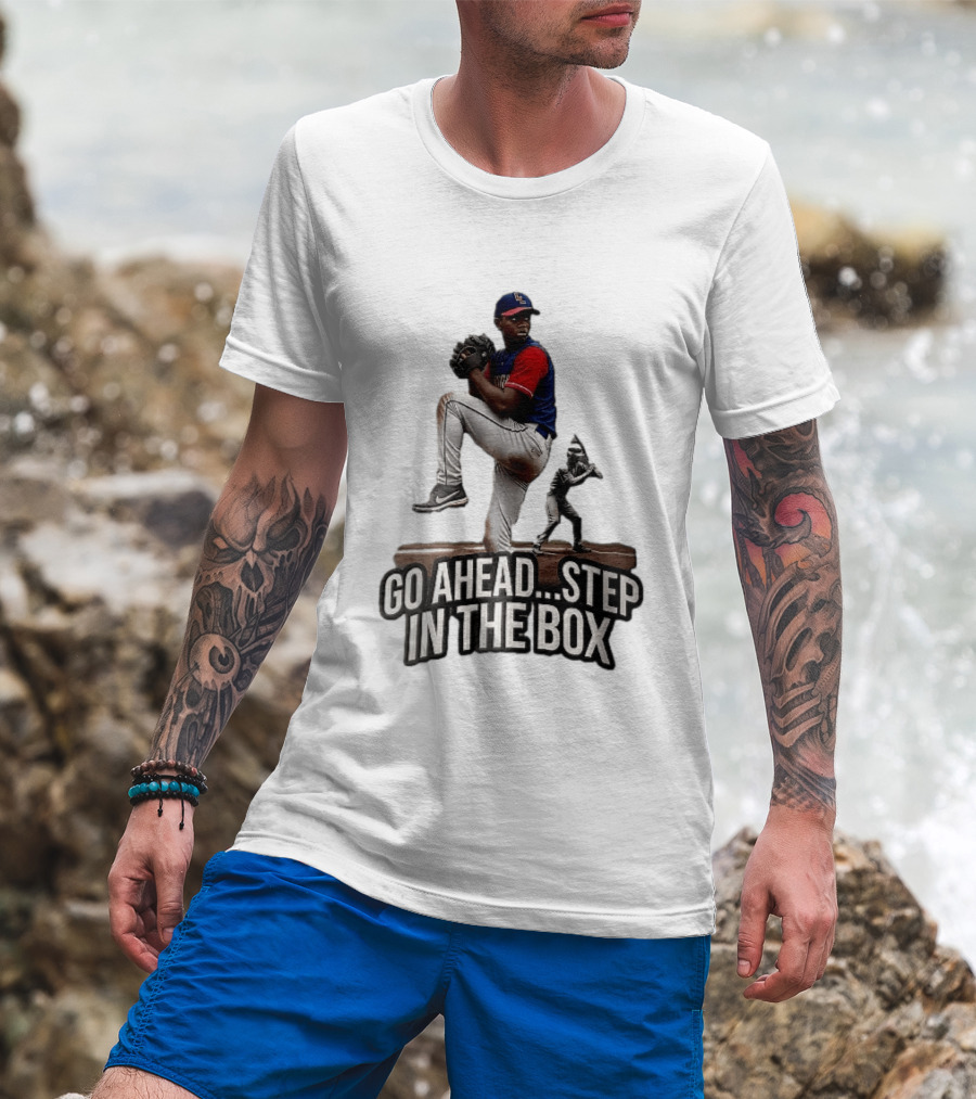 Go Ahead Step In The Box Baseball Pitcher And Batter Challenge T-Shirt