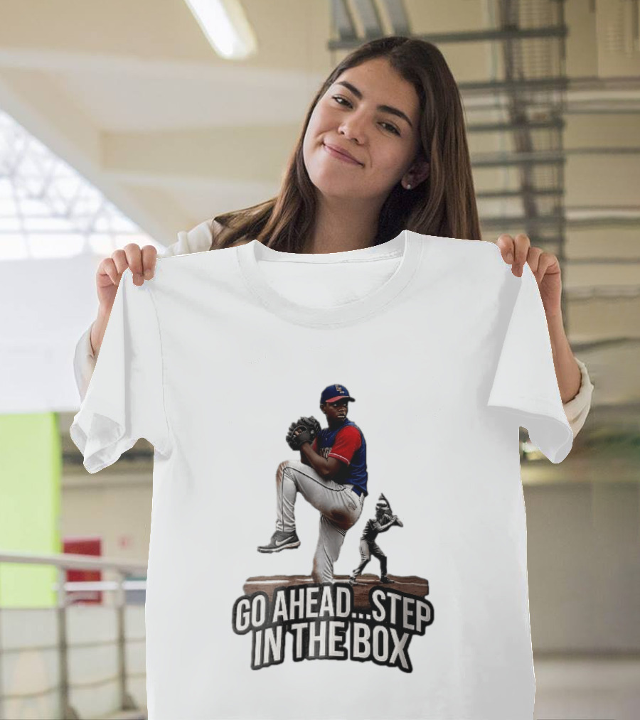 Go Ahead Step In The Box Baseball Pitcher And Batter Challenge T-Shirt