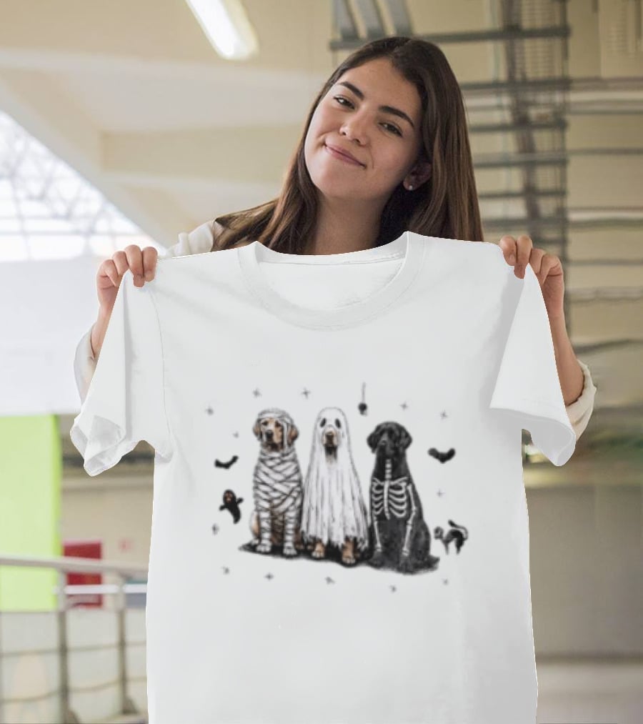 Labrador Retriever Mummy Ghost Skeleton Halloween Costume Dogs T-Shirt